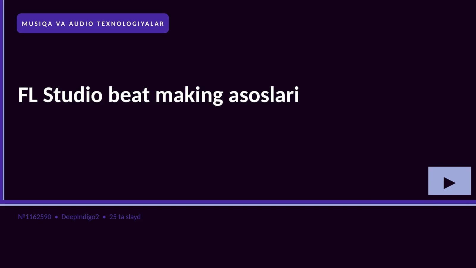 MUSIQA VA AUDIO TEXNOLOGIYALAR