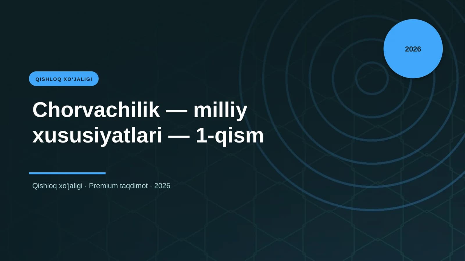 Chorvachilik — milliy xususiyatlari — 1-qism