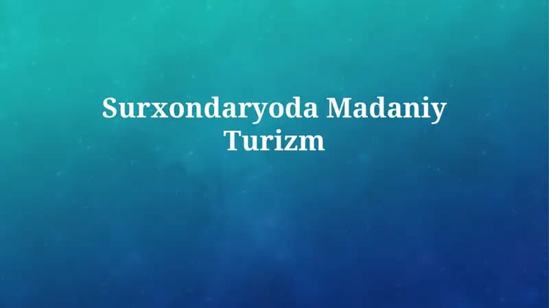 SurxondaryodaMadaniyTurizm