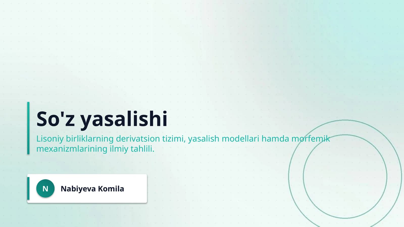 So'z yasalishi