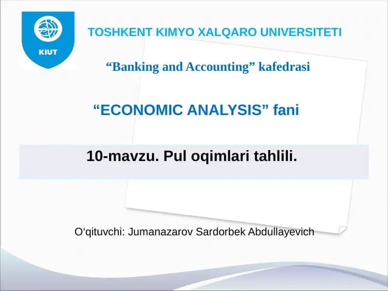 10-mavzu. Pul oqimlari tahlili