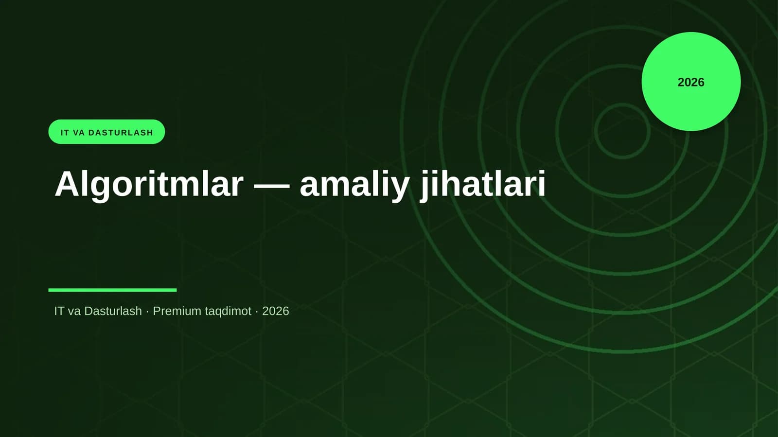 Algoritmlar — amaliy jihatlari
