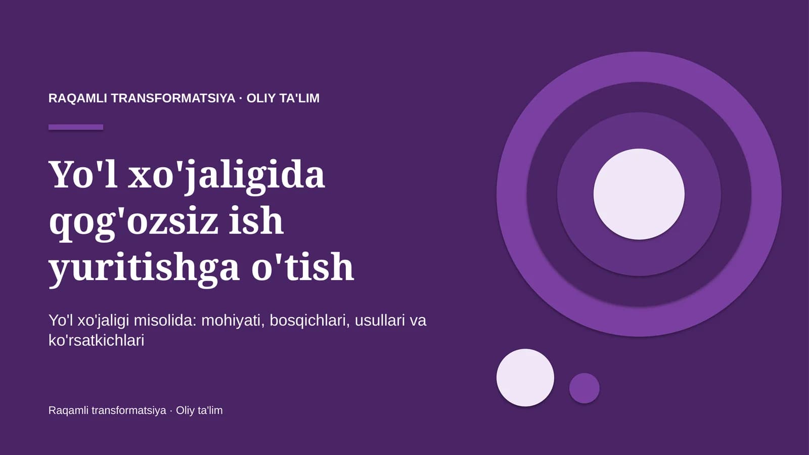 Yo'l xo'jaligida qog'ozsiz ish yuritishga o'tish