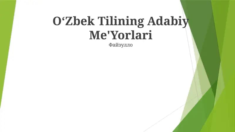 Oʻzbek Tilining Adabiy Me'Yorlari
