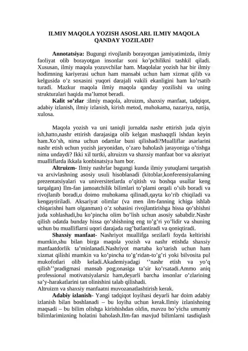 Ilmiy maqola yozish qoidalari