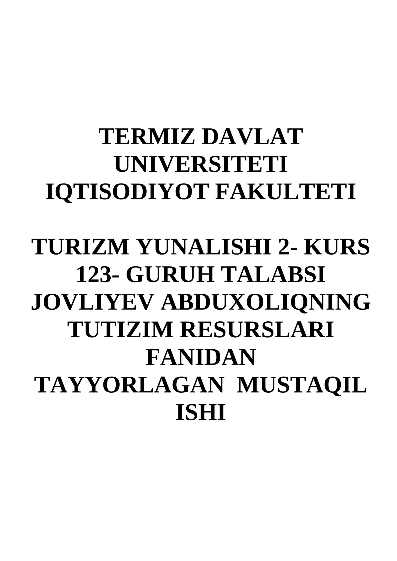 Turistik resurslar