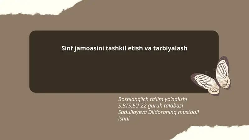 Sinf jamoasini tarbiyalash