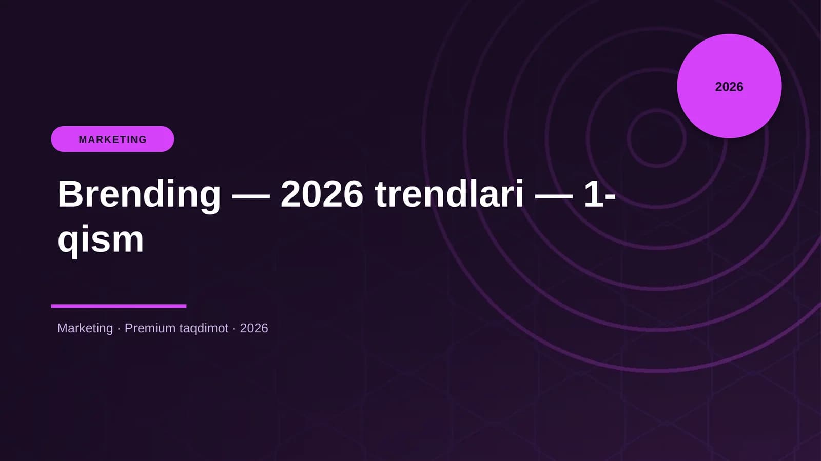 Brending — 2026 trendlari — 1-qism