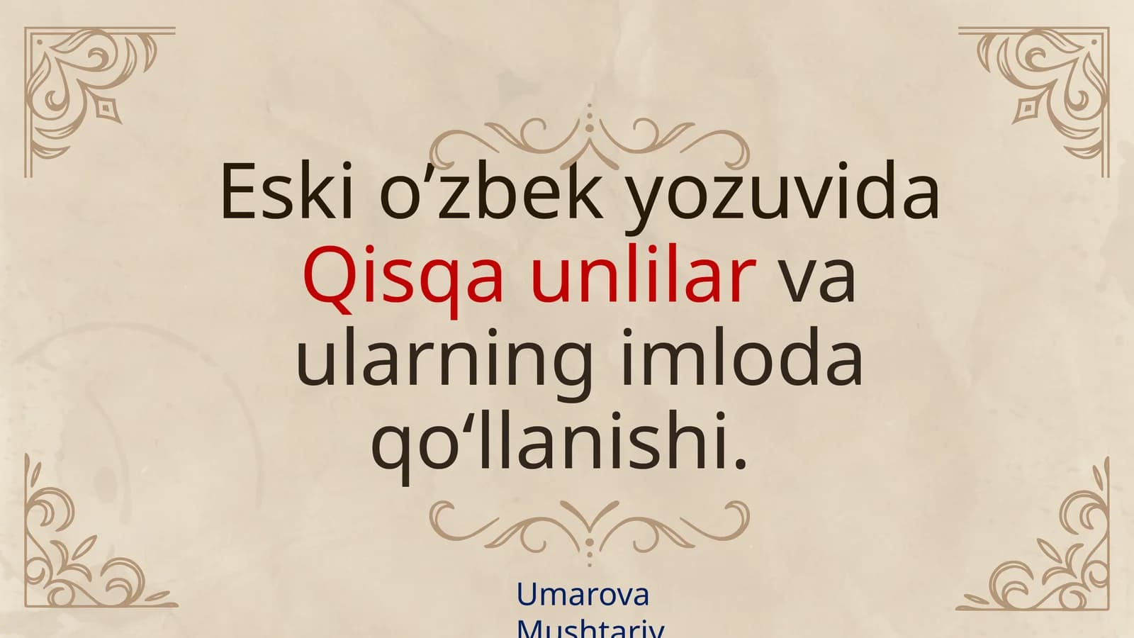 qisqa unlilar