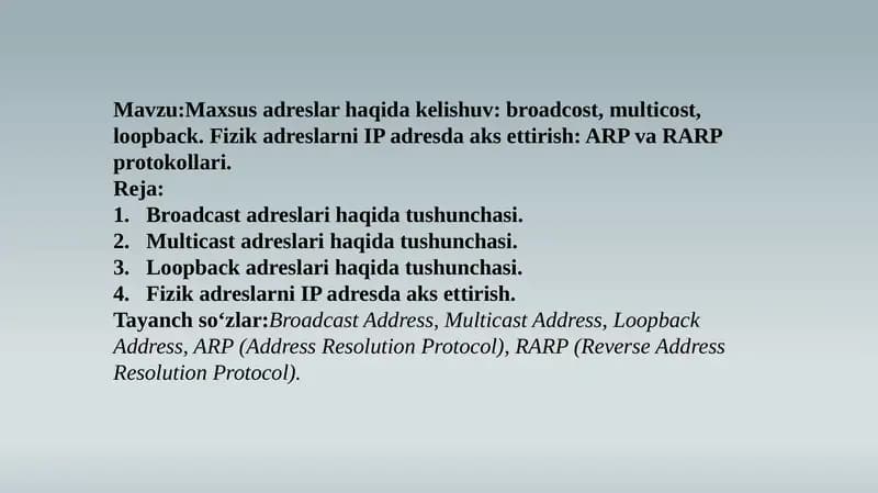Maxsus adreslar