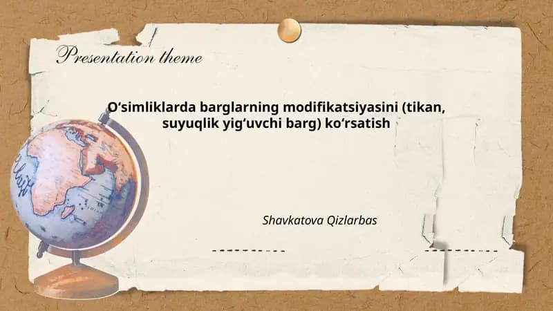 Oʻsimliklarda Barglarning Modifikatsiyasi