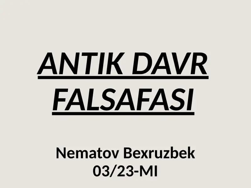 ANTIKDAVR FALSAFASI