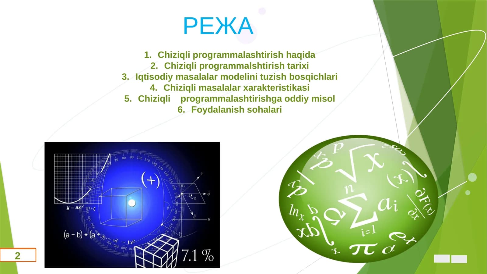 Chiziqli programmalar o’zgarishi iqtisodda