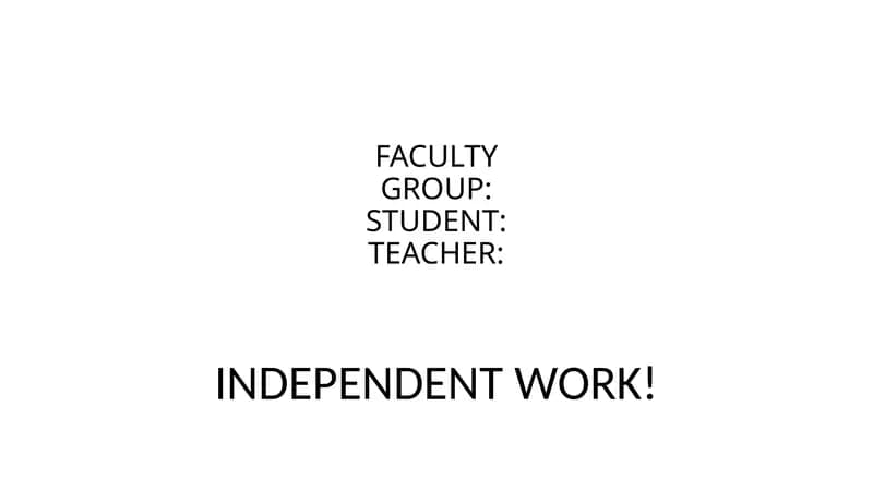INDEPENDENT WORK