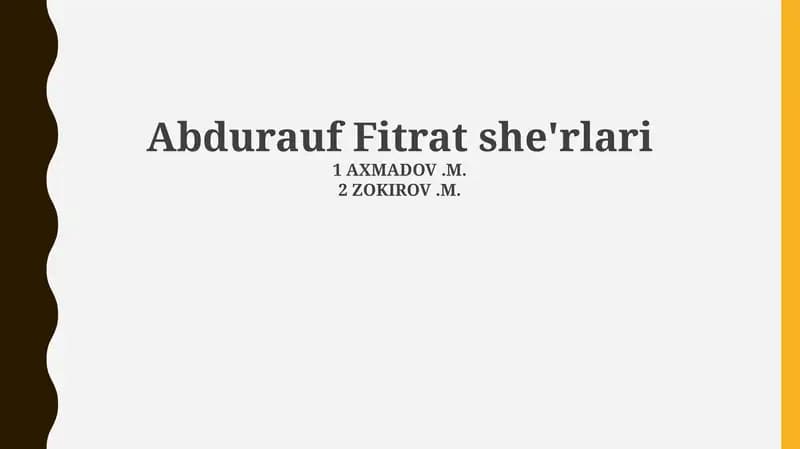 Abdurauf Fitrat she'rlari
