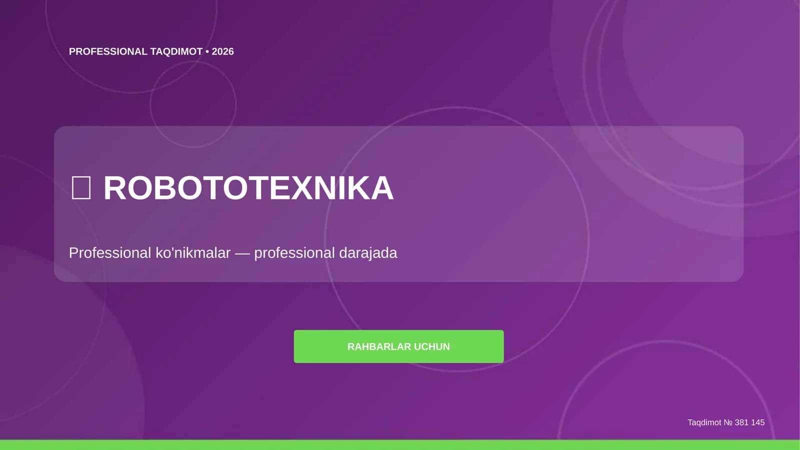 Robototexnika: professional ko'nikmalar (professional darajada) [rahbarlar uchun]