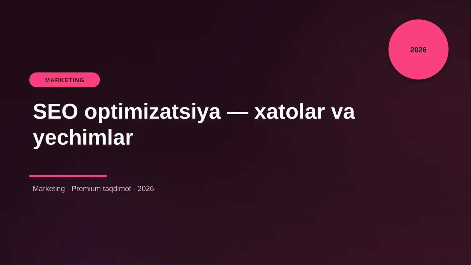 SEO optimizatsiya — xatolar va yechimlar