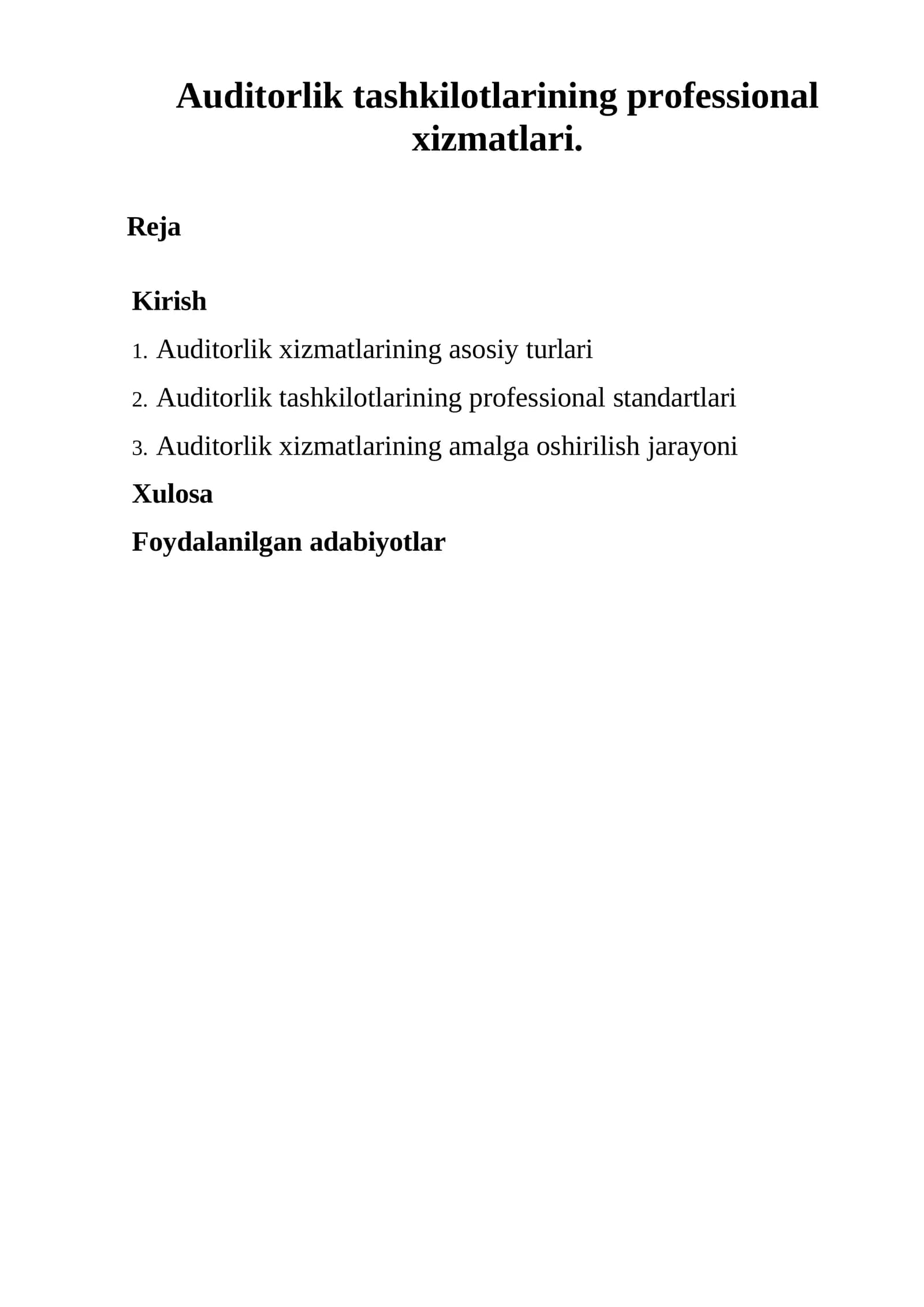 Auditorlik tashkilotlarining professional xizmatlari