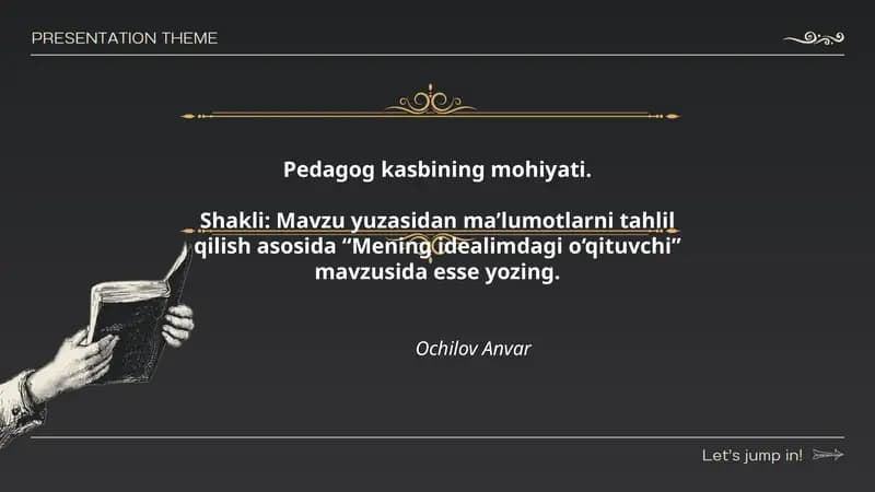 Mening idealimdagi o‘qituvchi