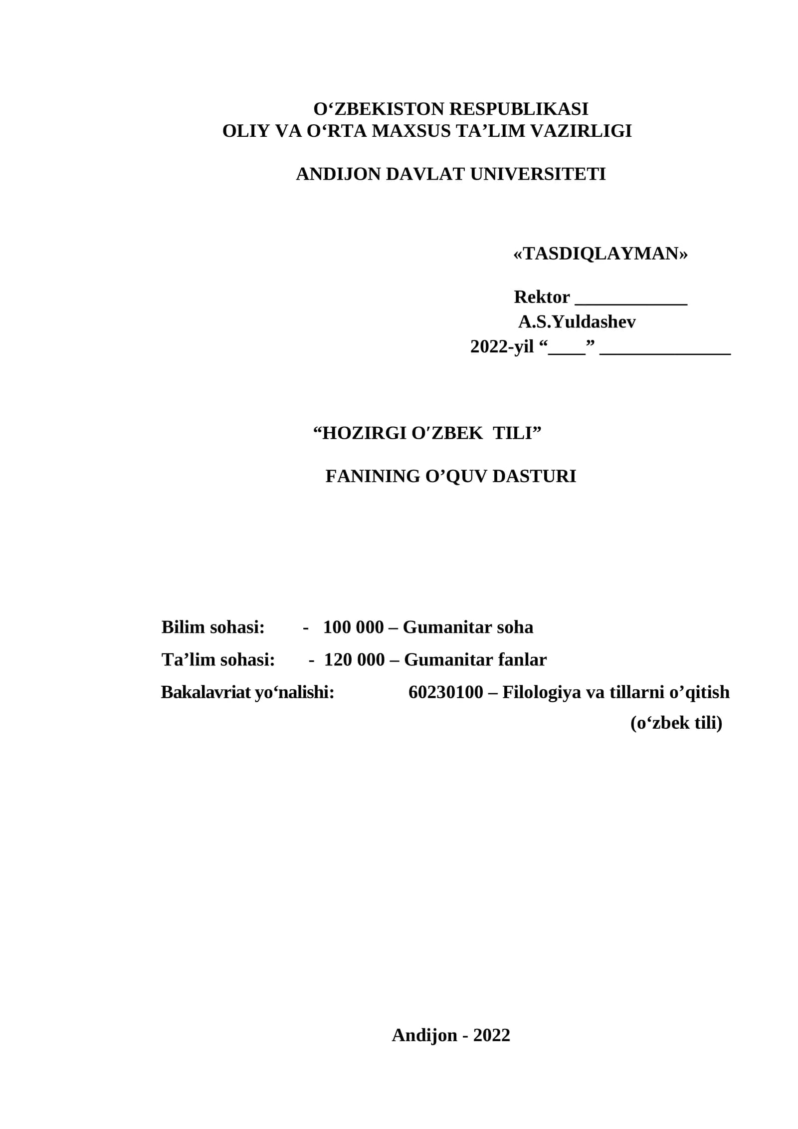 HOZIRGI O‘ZBEK TILI
