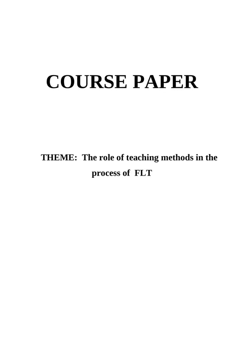 Teaching Methods in FLT