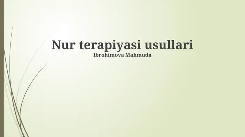 Nur terapiyasi usullari