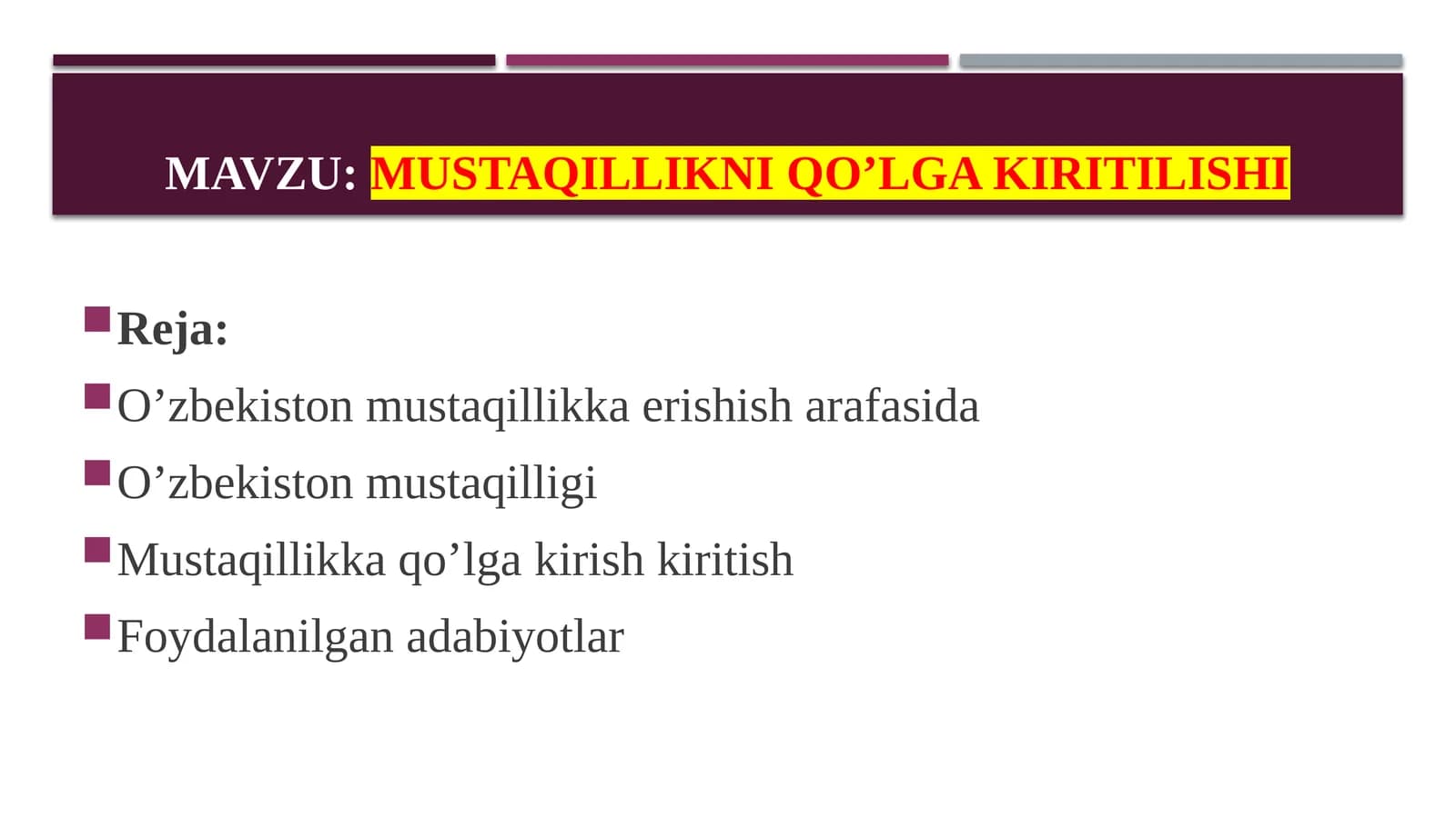 O’zbekiston mustaqillikka erishish arafasida