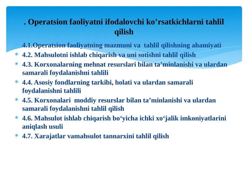 Mahsulotni ishlab chiqarish va uni sotishni tahlil qilish