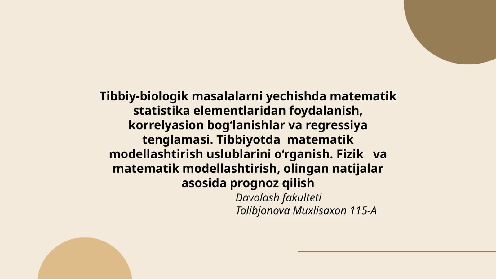 Tibbiy-biologik masalalarni yechish