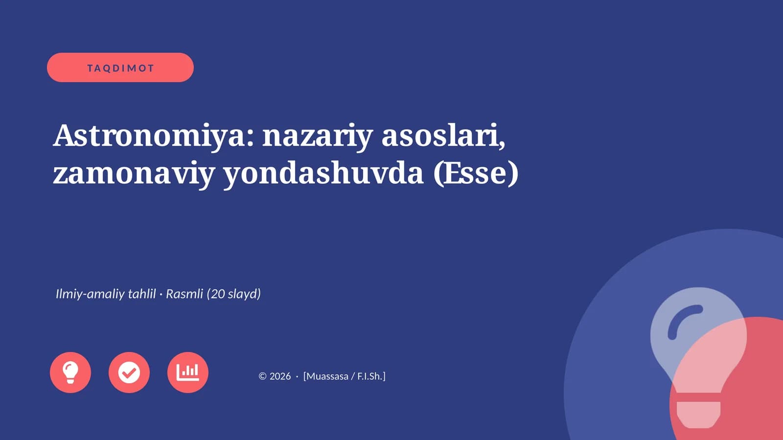 Astronomiya: nazariy asoslari, zamonaviy yondashuvda (Esse)