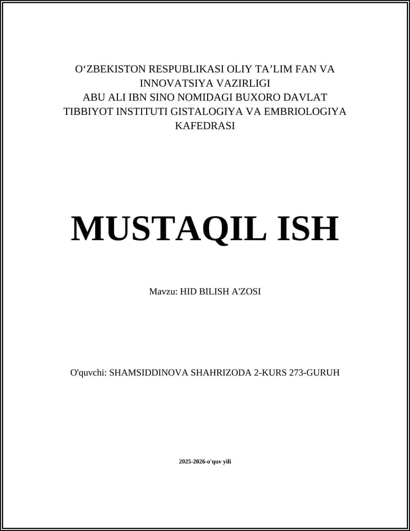 HID BILISH A'ZOSI