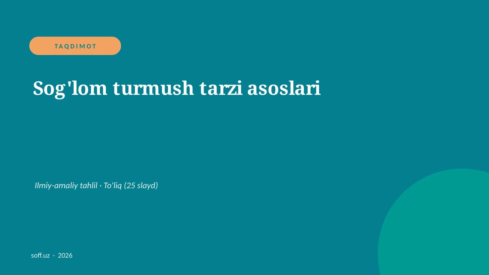 Sog'lom turmush tarzi asoslari