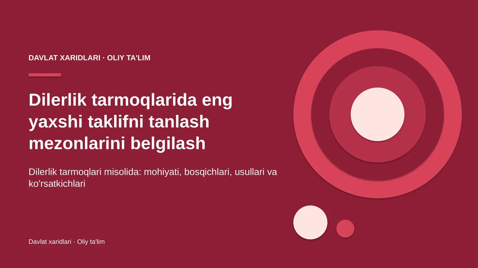 Eng yaxshi taklifni tanlash mezonlarini belgilash: mohiyati