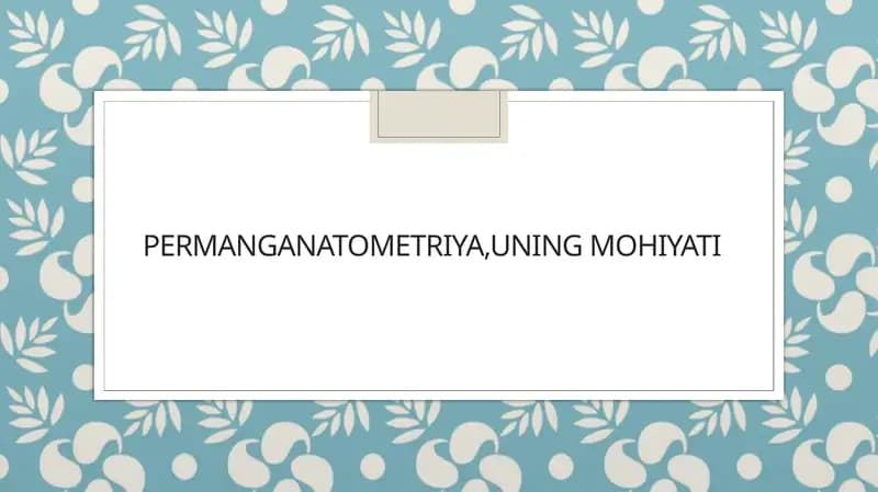 Permanganatometriya va uning mohiyati