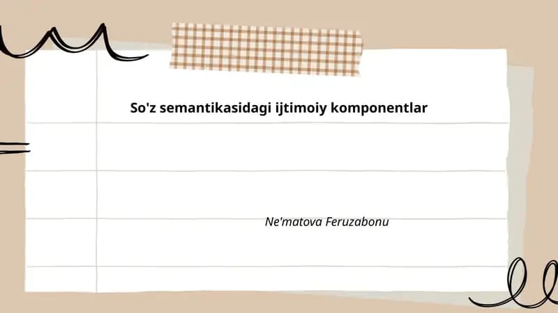 So'z semantikasidagi ijtimoiy komponentlar
