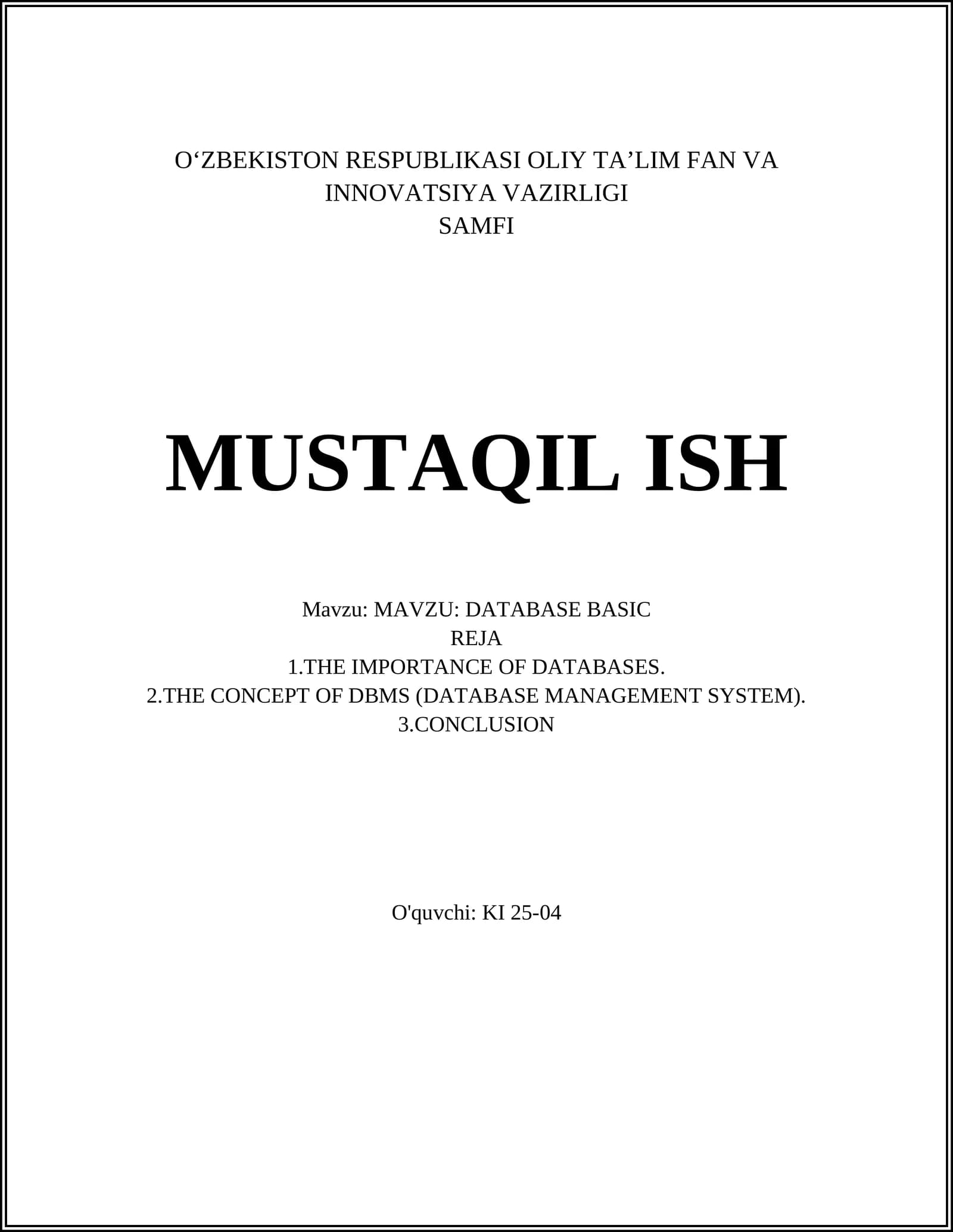 DATABASE BASIC