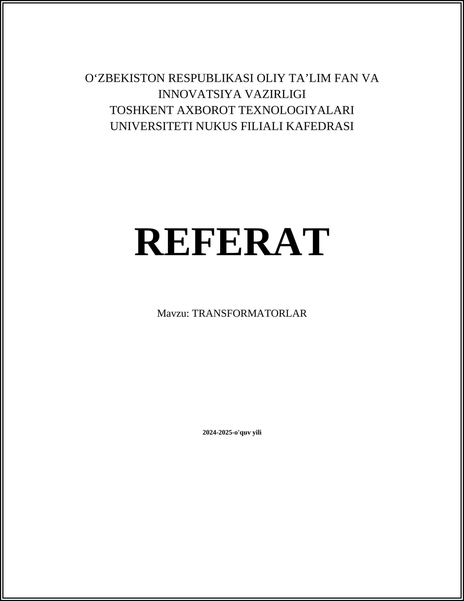 TRANSFORMATORLAR