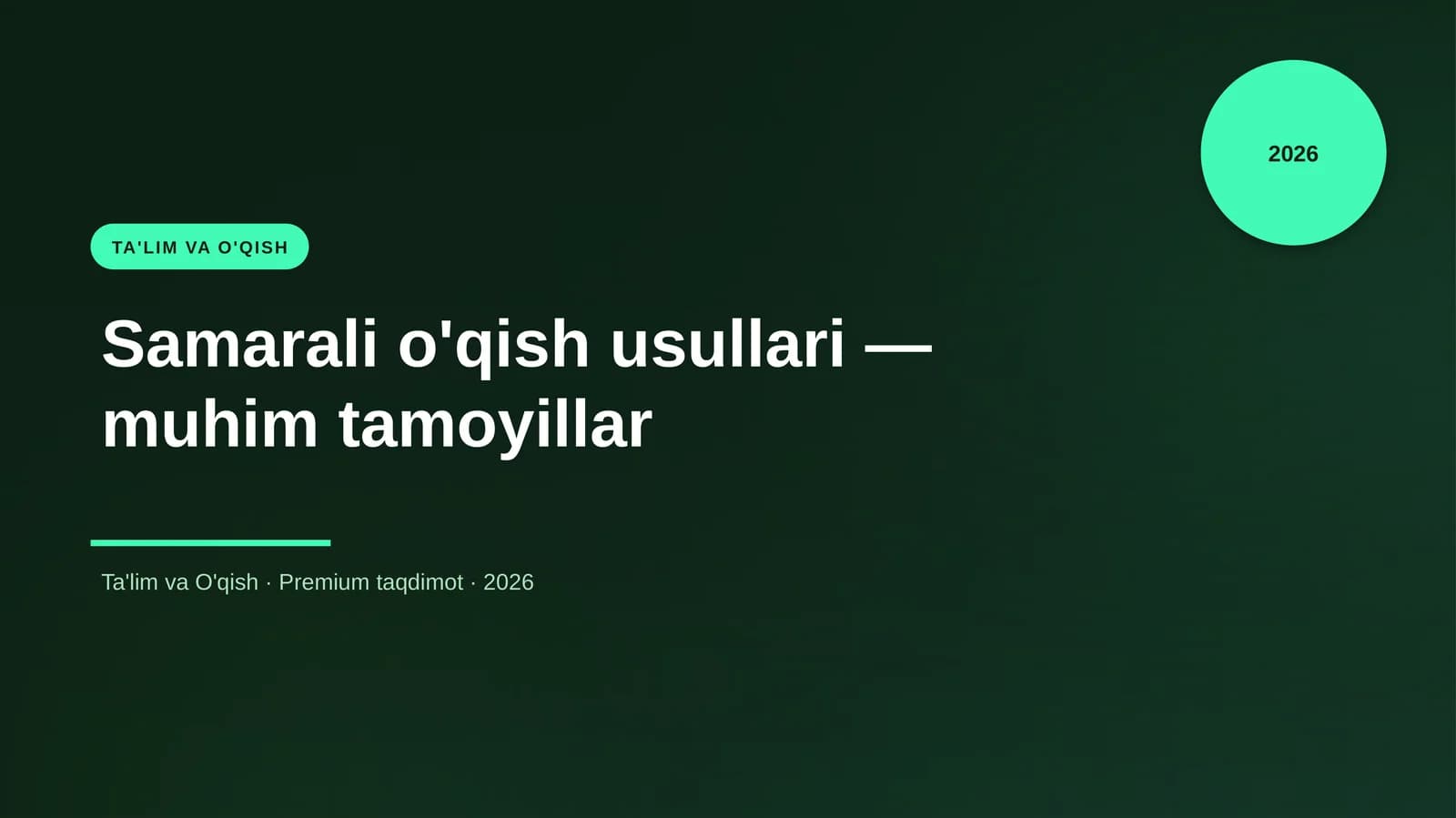 Samarali o'qish usullari — muhim tamoyillar