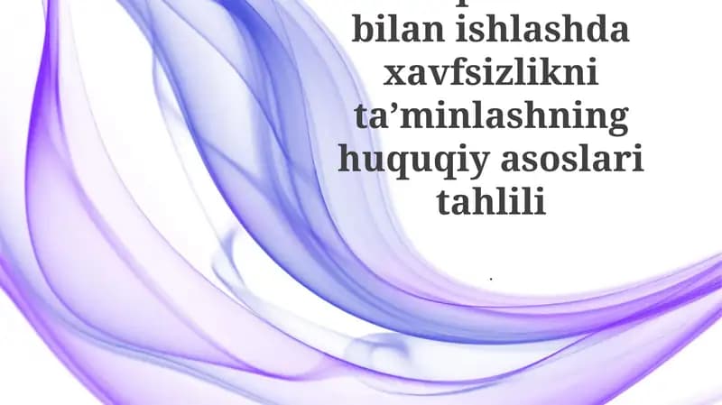 Elektr qurilmalari bilan ishlashda xavfsizlikni taʼminlashning huquqiy asoslari tahlili