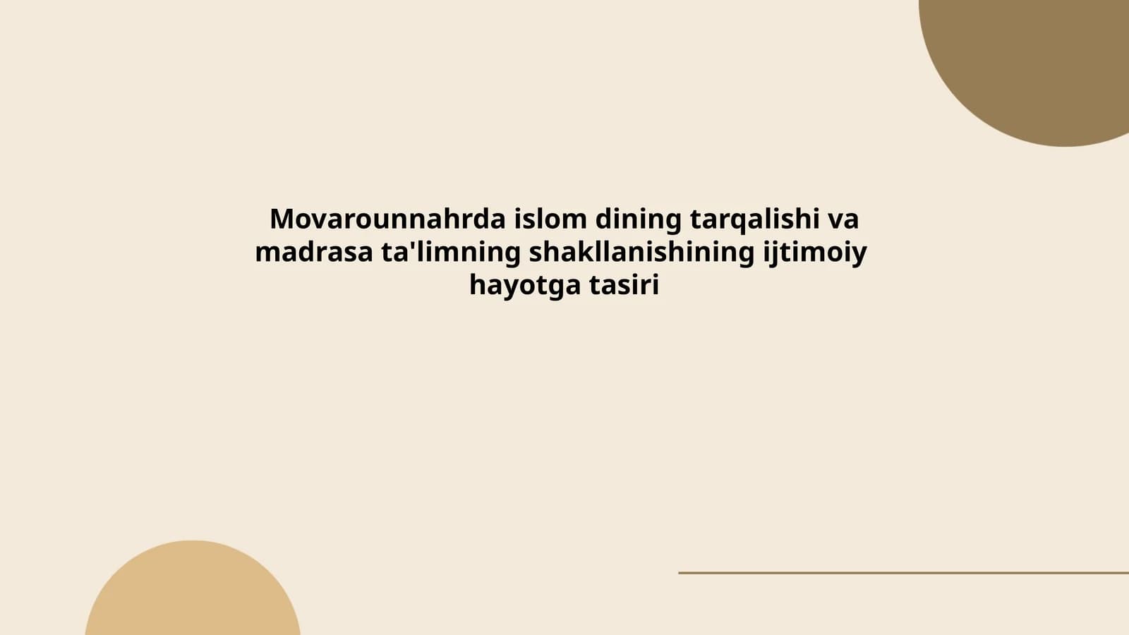 Movarounnahrda islom dinining kirib kelishi