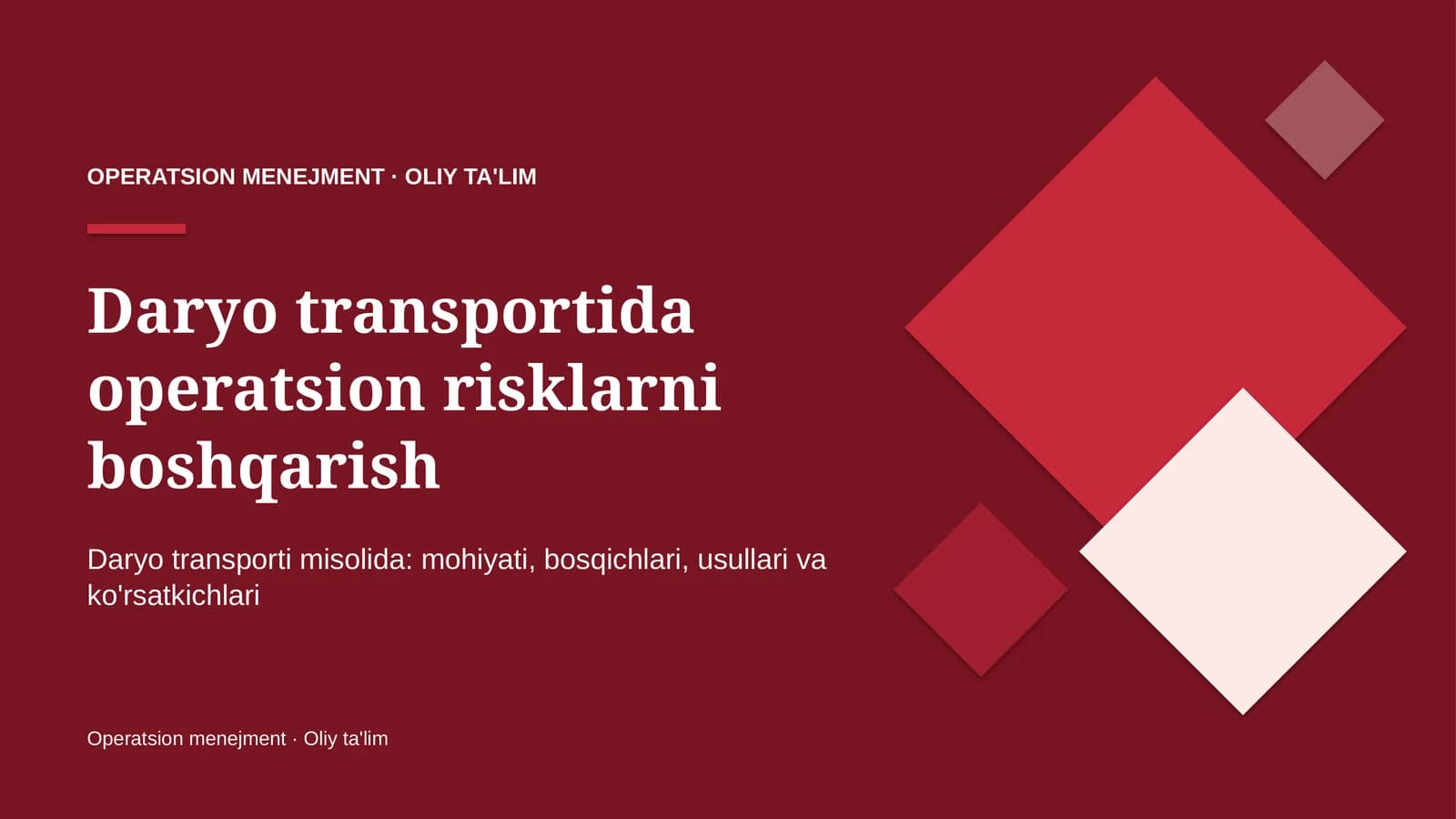 [Daryo transportida operatsion risklarni boshqarish]