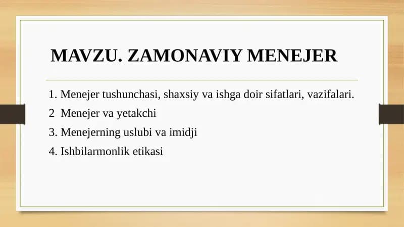 ZAMONAVIY MENEJER