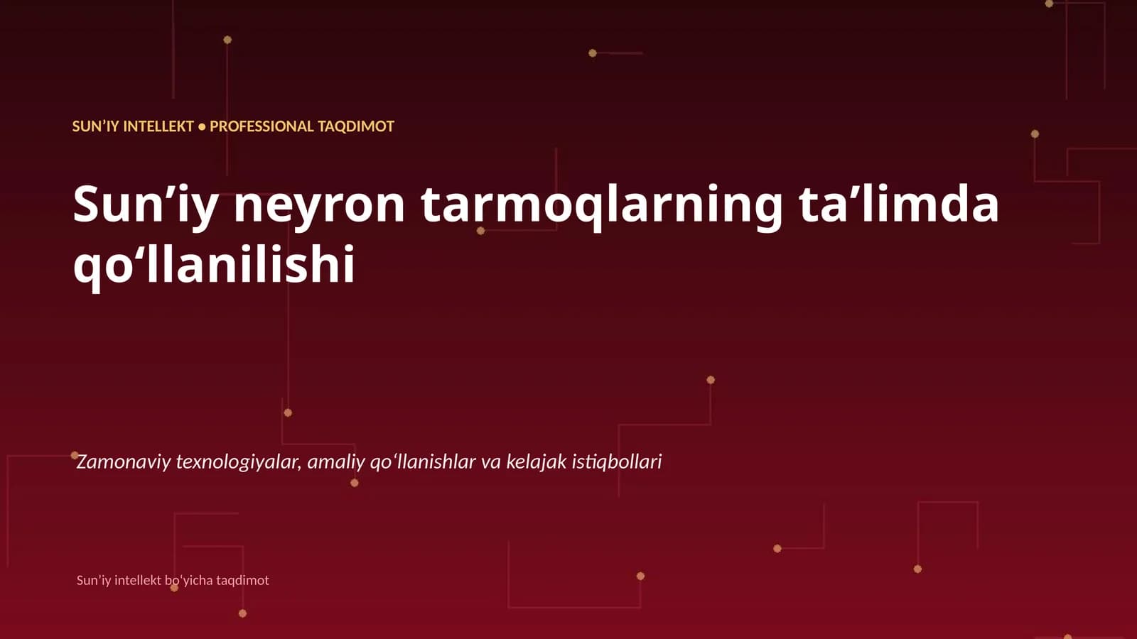 Sunʼiy neyron tarmoqlarning taʼlimda qoʻllanilishi