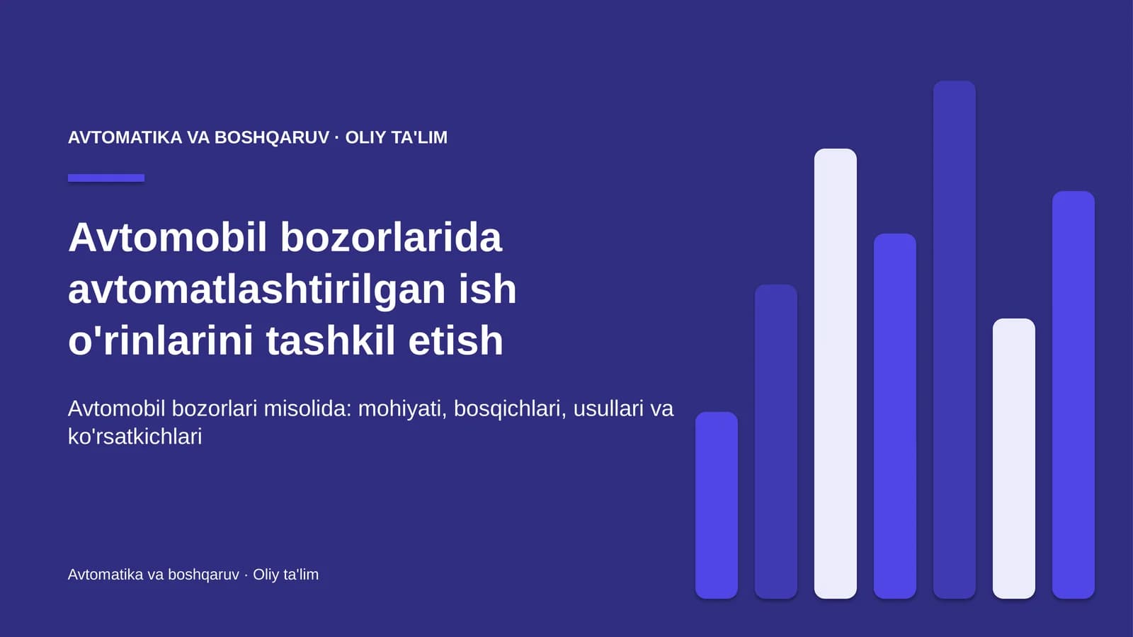 Avtomatika va boshqaruv · Oliy ta'lim