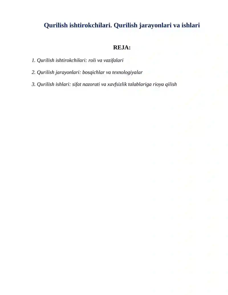 Qurilish ishtirokchilari