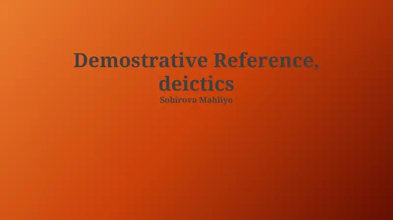 Types of Demonstrative Reference