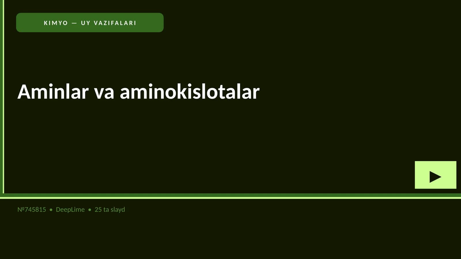 KIMYO — UY VAZIFALARI