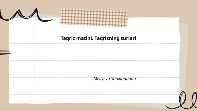 Taqriz matini. Taqrizning turlari