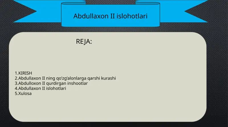 Abdullaxon II islohotlari