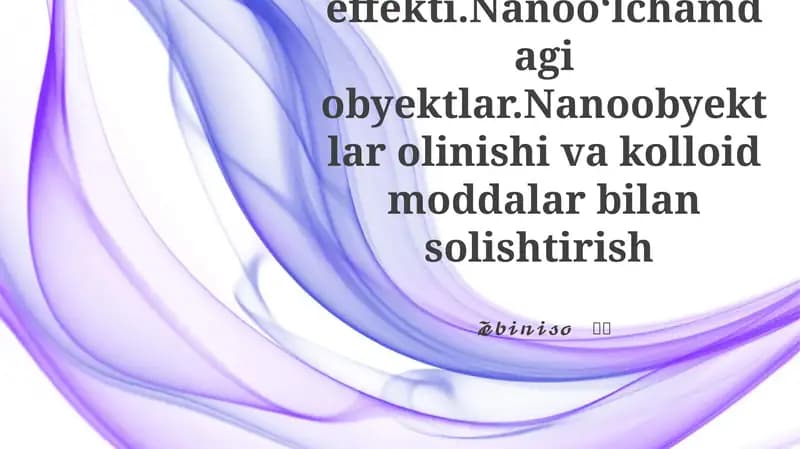 Nano-obyektlar va O'lcham Effekti